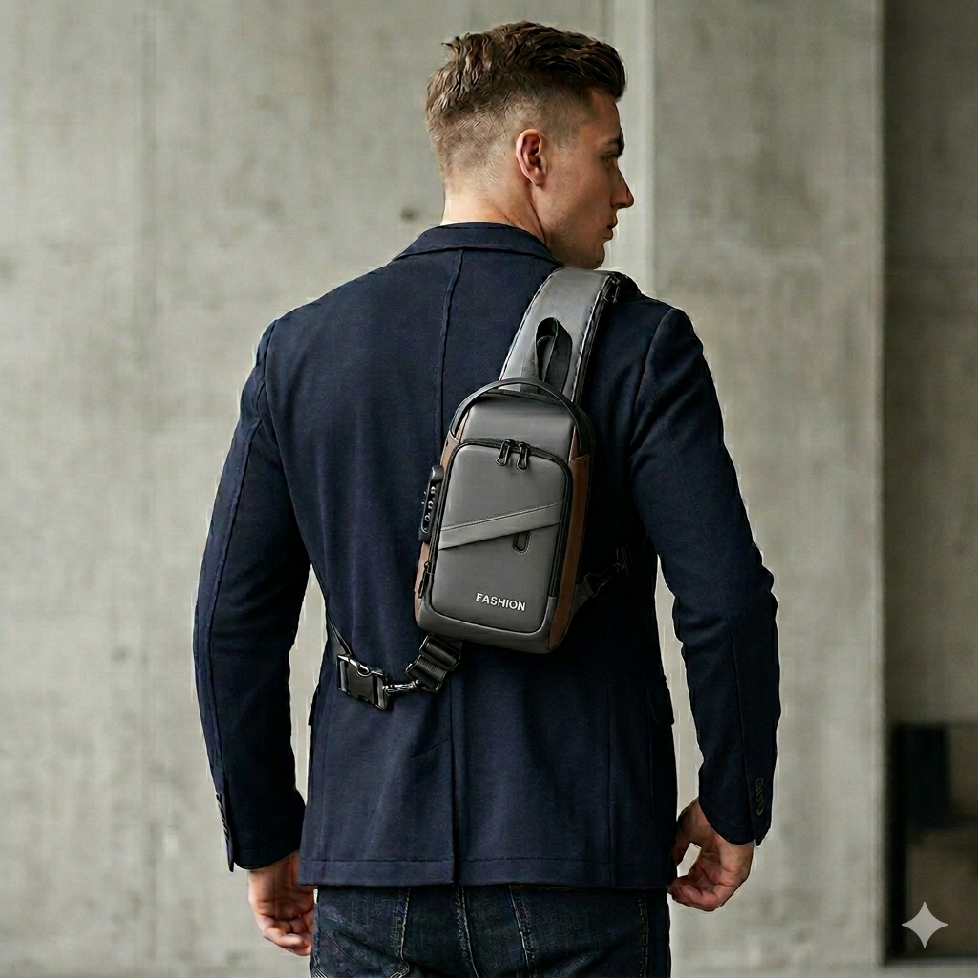 Vista 5 de Bolso Mini USB Cargador Hombre Antirrobo - COLOR: NEGRO